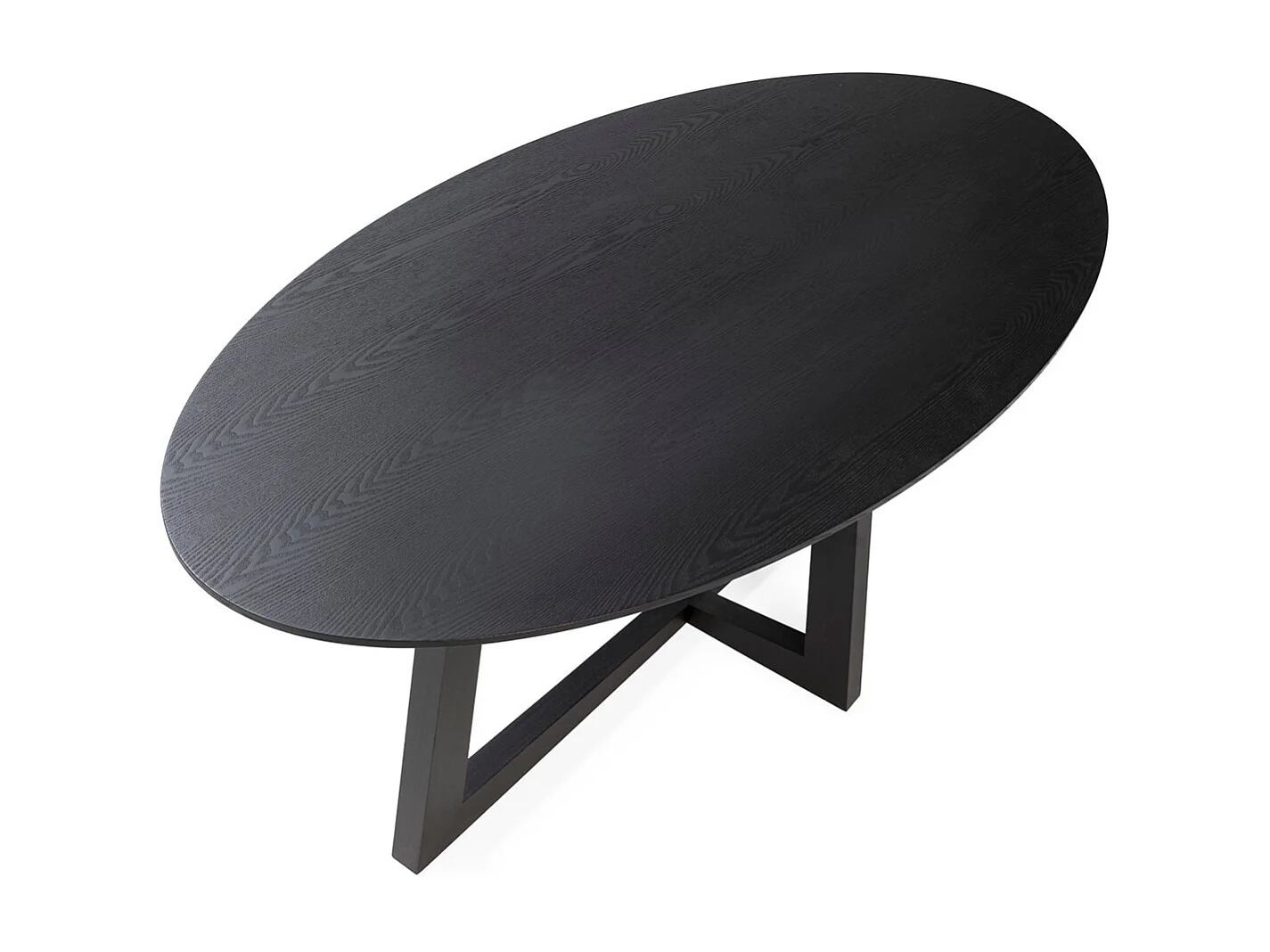 Table de salle à manger ovale placage chêne LUVIO 200cm-Noir