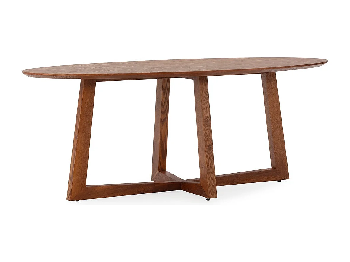 Table de salle à manger ovale placage chêne LUVIO 200cm-Noir