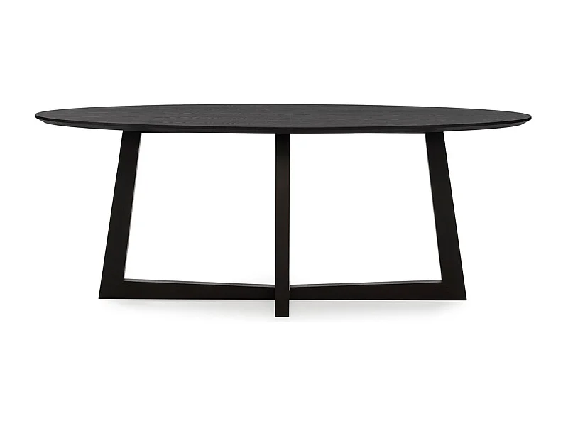 Table de salle à manger ovale placage chêne LUVIO 200cm-Noir