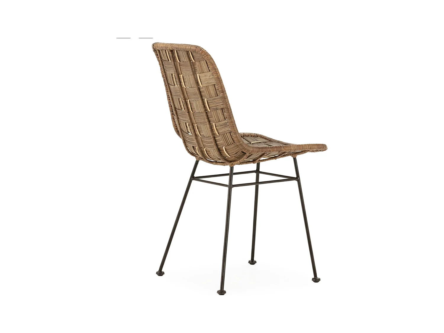 Chaise en osier et métal KRISPA – Finition gris lavé, naturel et noir