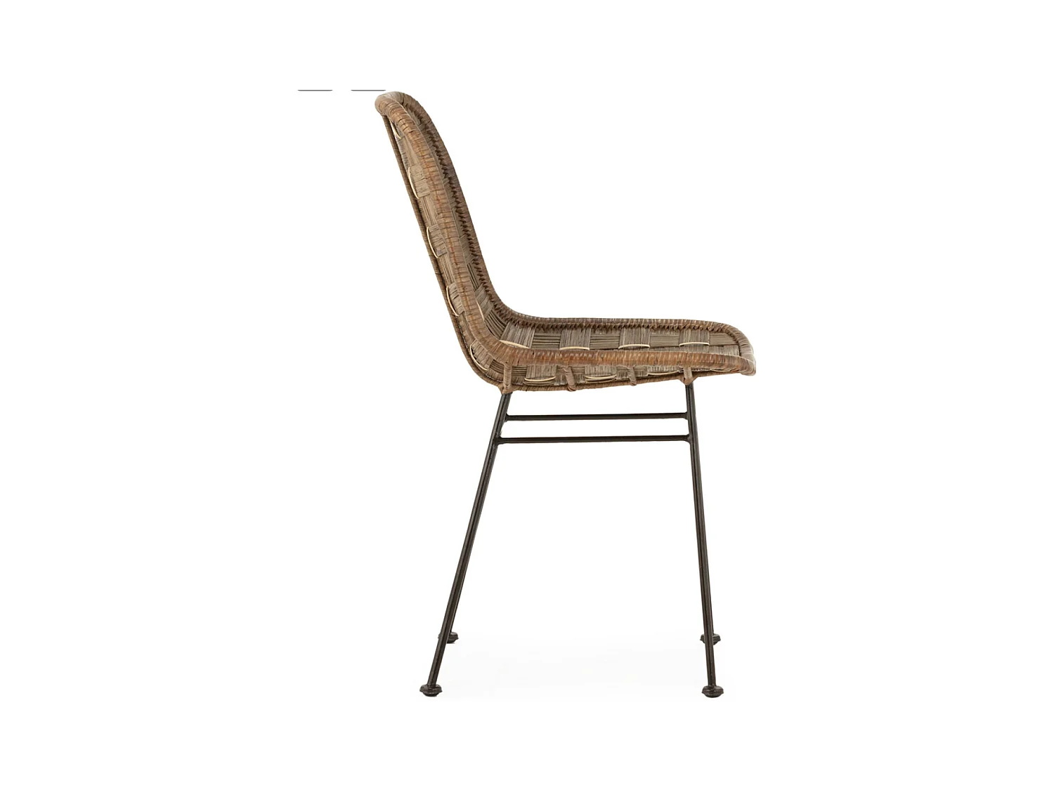 Chaise en osier et métal KRISPA – Finition gris lavé, naturel et noir