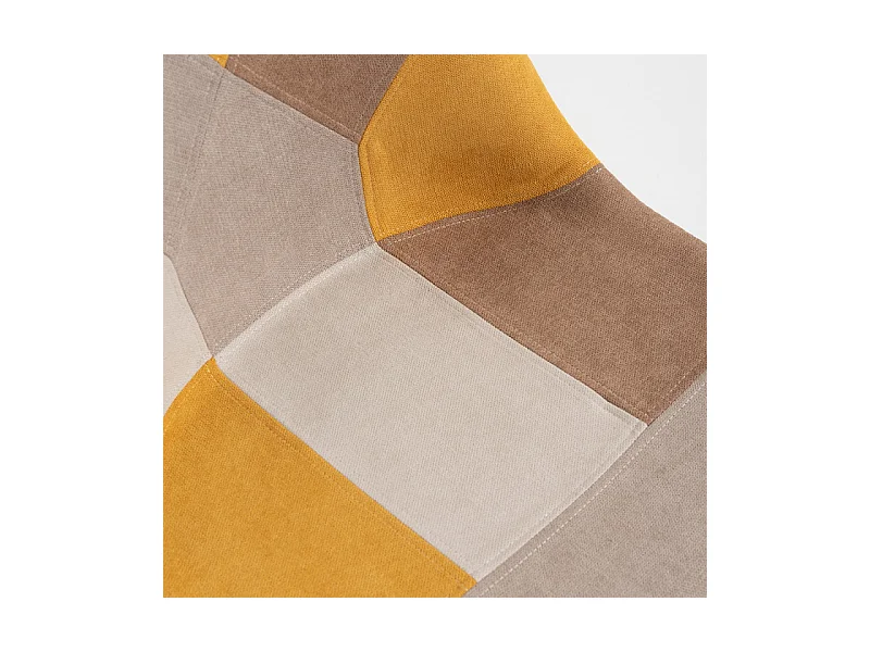 Chaise tissu patchwork jaune et pieds hêtre massif clair Paoly