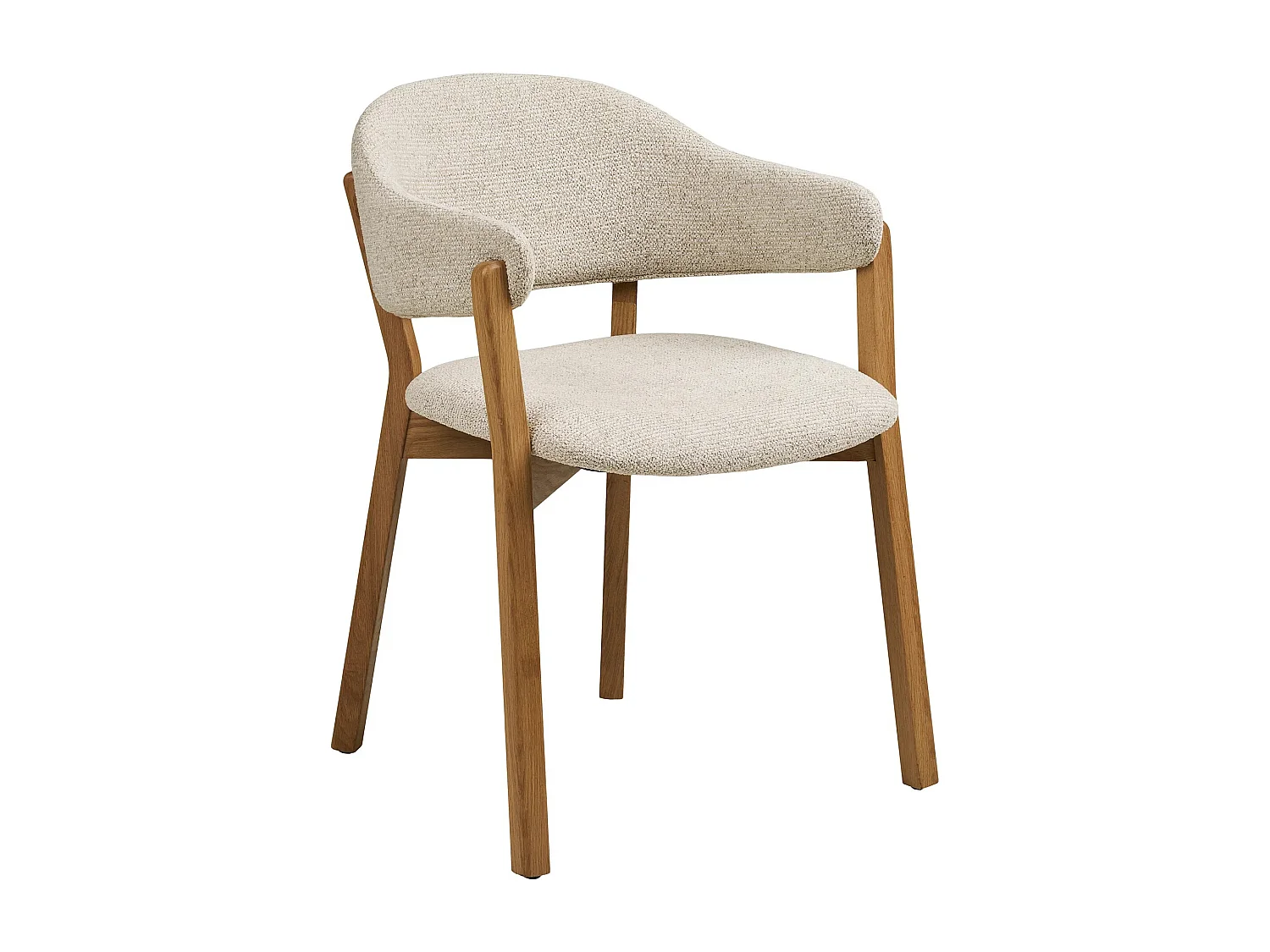 Fauteuil de salle à manger en chêne massif et tissu beige DUNKIRK