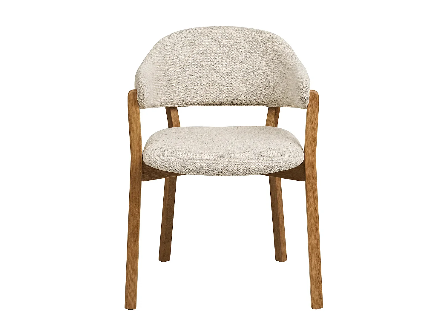 Fauteuil de salle à manger en chêne massif et tissu beige DUNKIRK