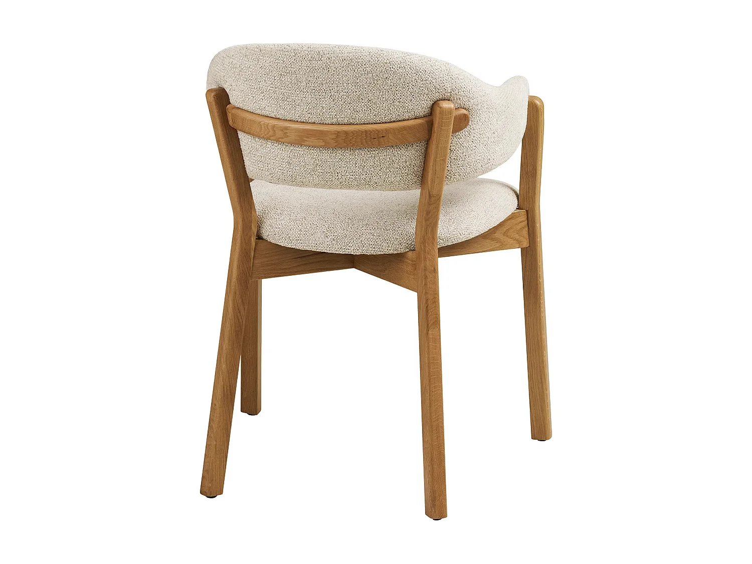 Fauteuil de salle à manger en chêne massif et tissu beige DUNKIRK