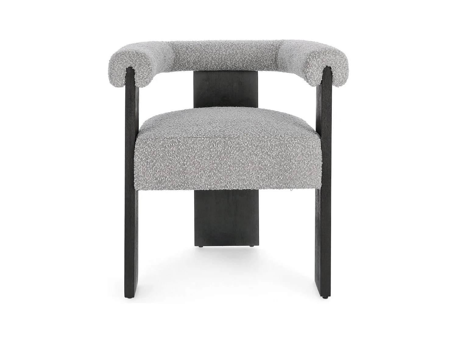 Chaise avec accoudoir en tissu bouclette et structure en bois – Modèle Agathy-Noir/Gris