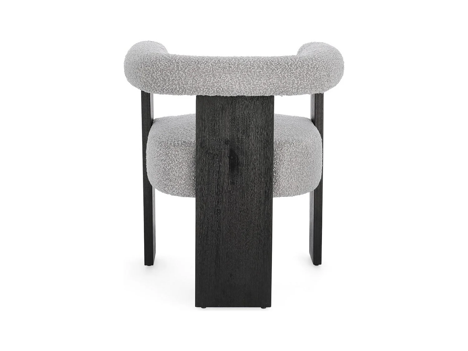 Chaise avec accoudoir en tissu bouclette et structure en bois – Modèle Agathy-Noir/Gris