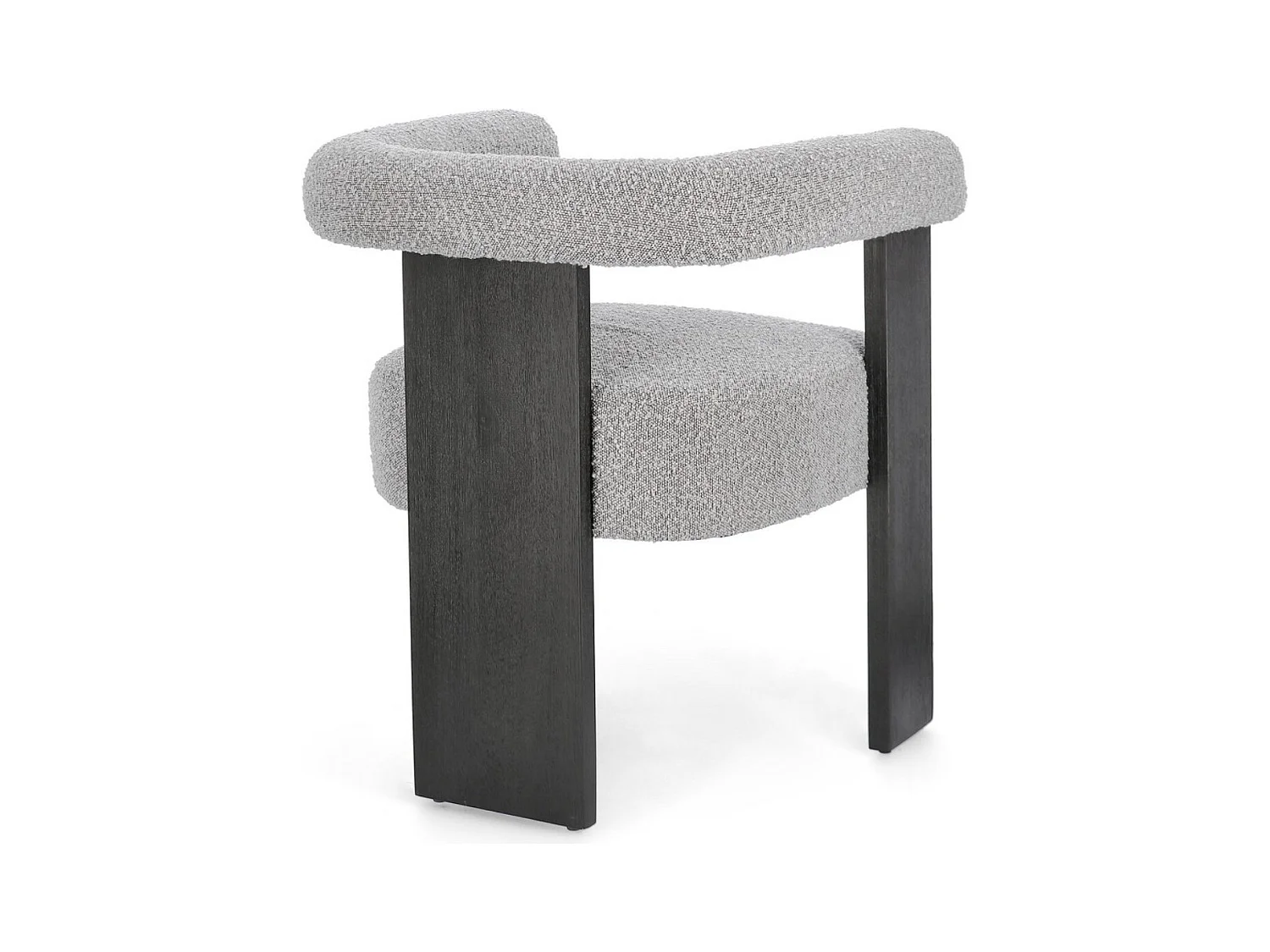 Chaise avec accoudoir en tissu bouclette et structure en bois – Modèle Agathy-Noir/Gris
