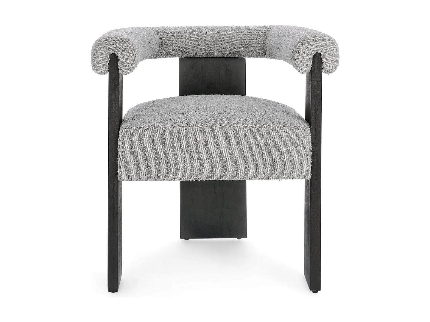 Chaise avec accoudoir en tissu bouclette et structure en bois – Modèle Agathy-Noir/Gris