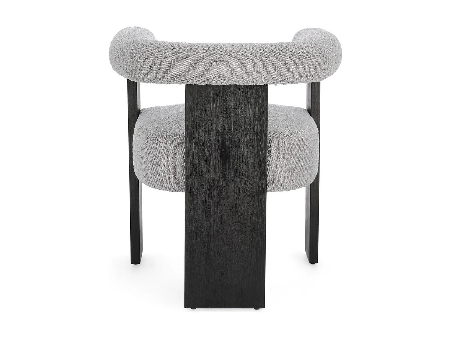 Chaise avec accoudoir en tissu bouclette et structure en bois – Modèle Agathy-Noir/Gris