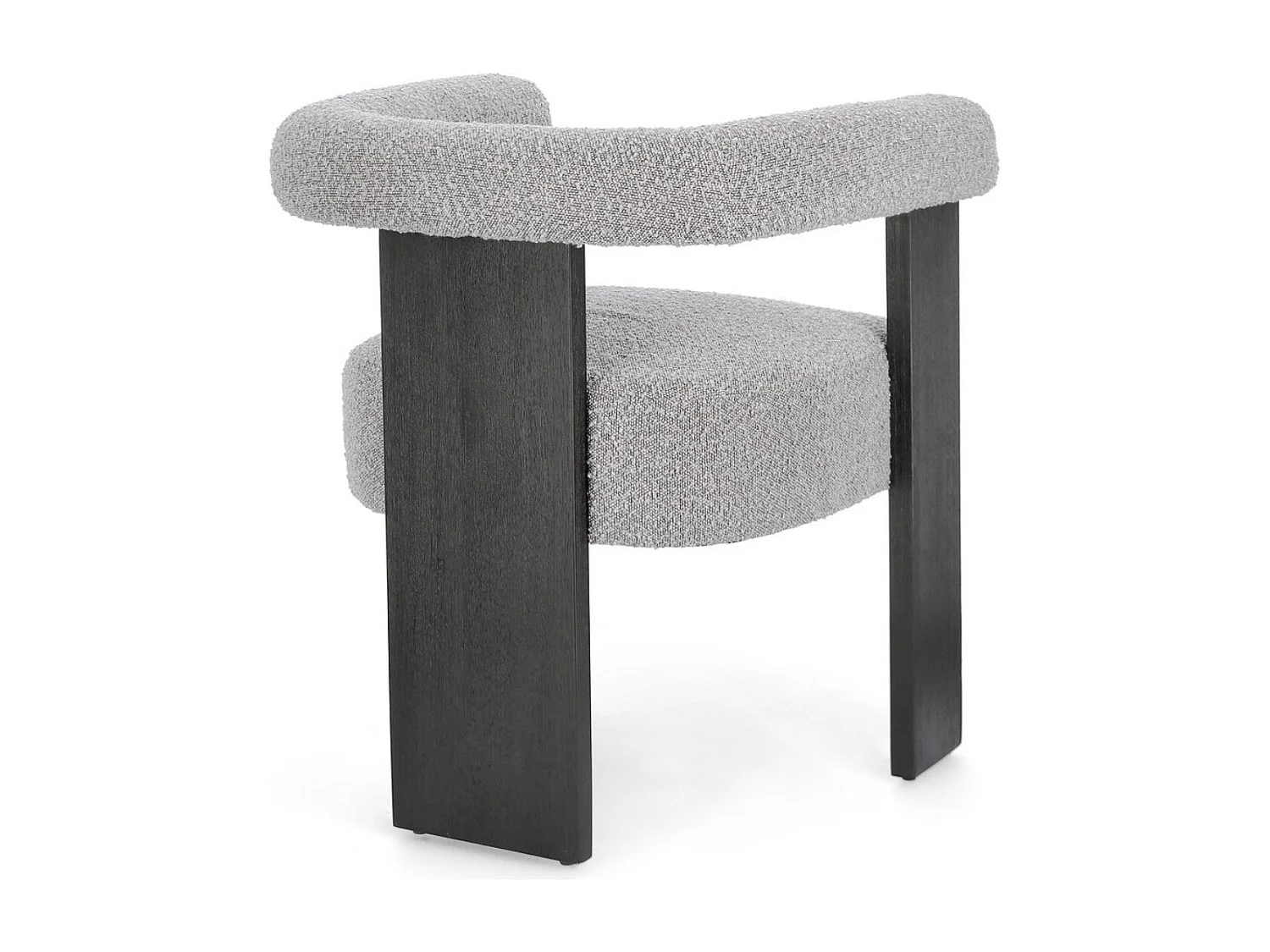 Chaise avec accoudoir en tissu bouclette et structure en bois – Modèle Agathy-Noir/Gris