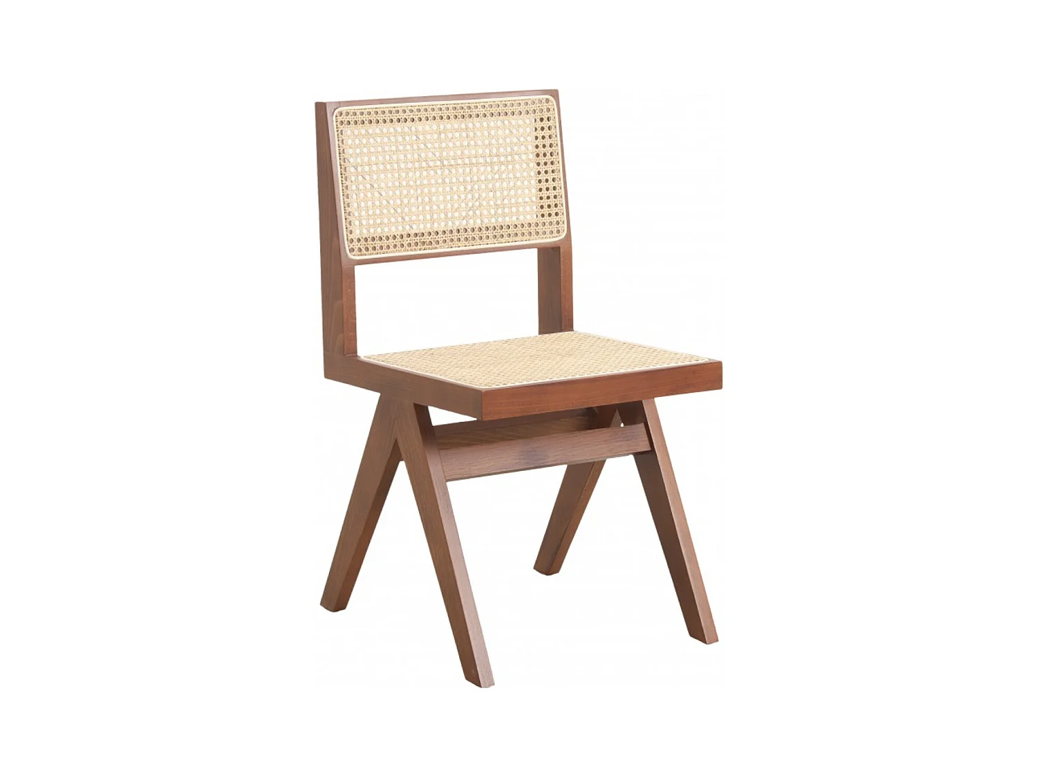 Chaise en bois de Frêne et rotin Landas - Style vintage-Couleur Marron