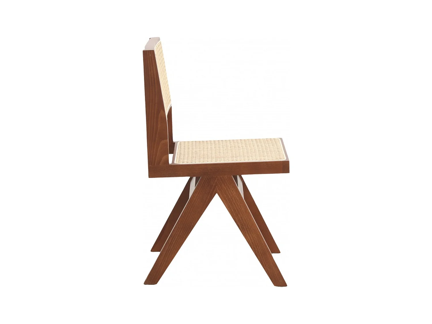 Chaise en bois de Frêne et rotin Landas - Style vintage-Couleur Marron