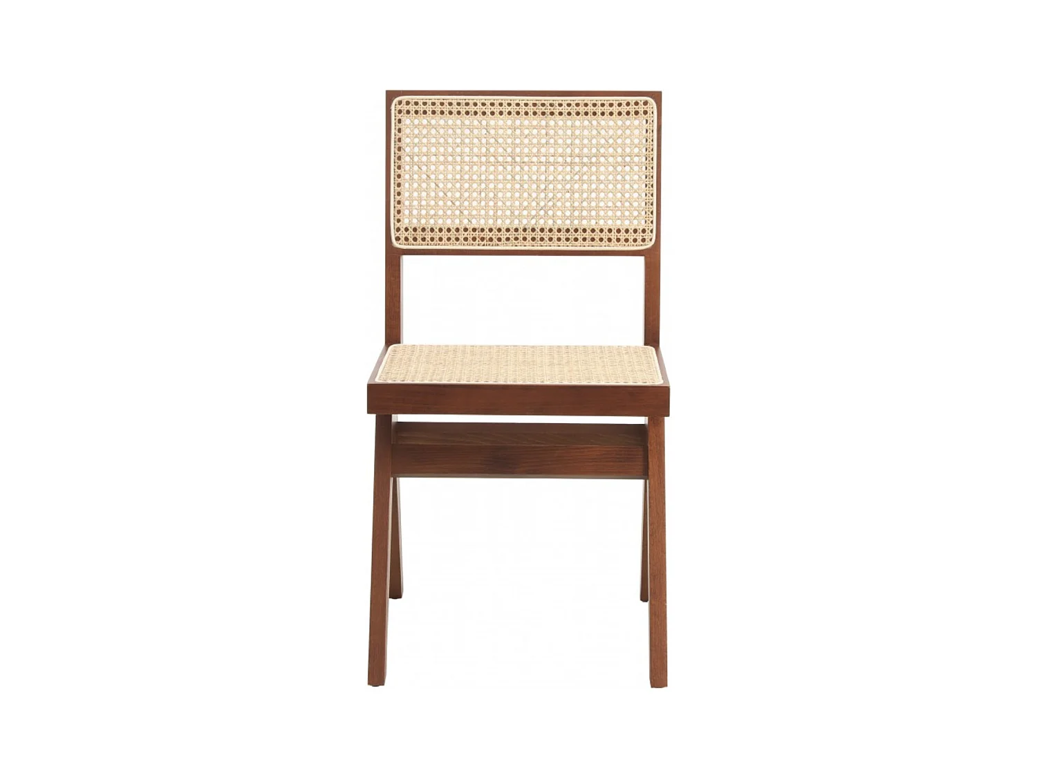 Chaise en bois de Frêne et rotin Landas - Style vintage-Couleur Marron