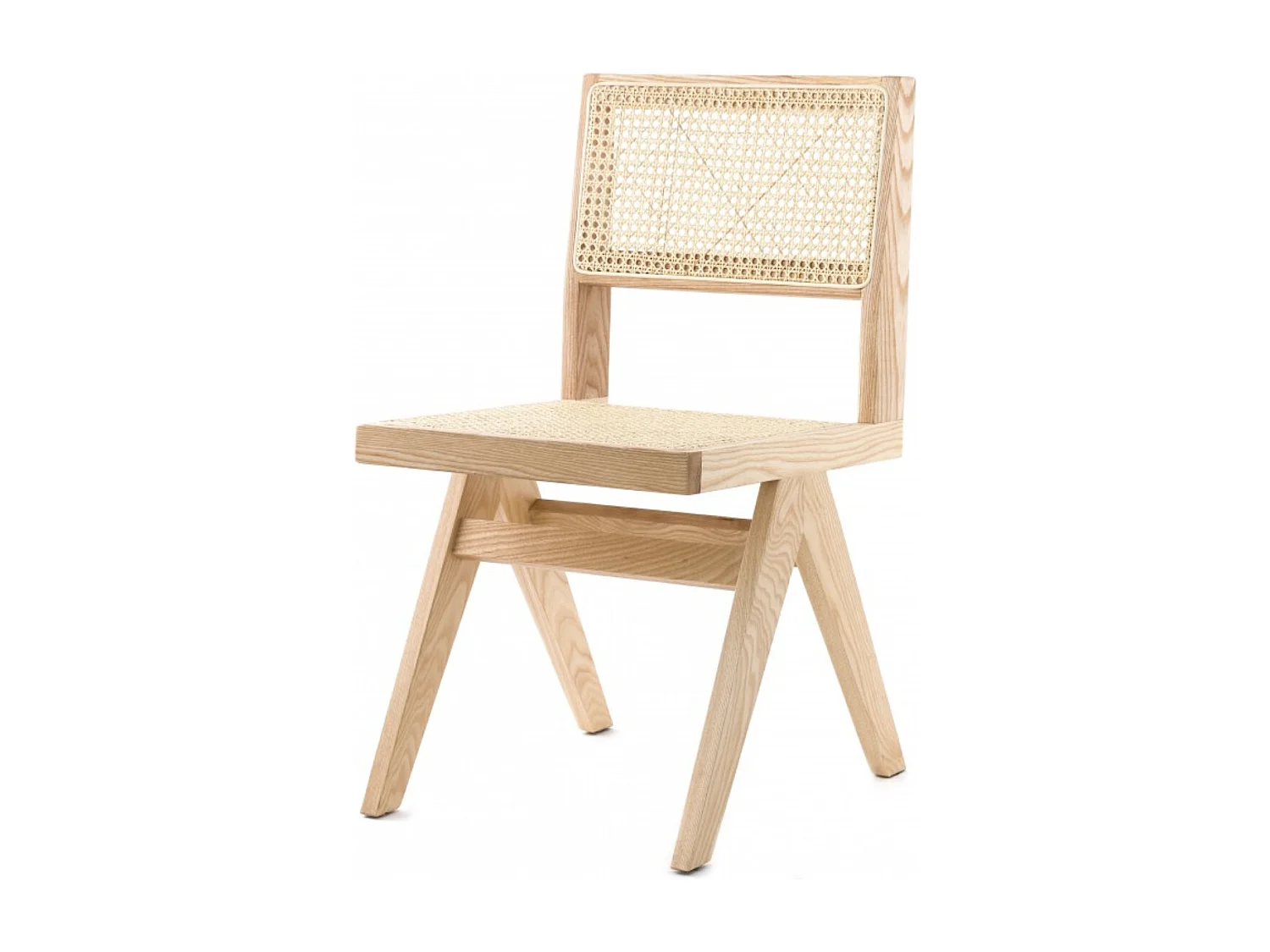 Chaise en bois de Frêne et rotin Landas - Style vintage-Couleur Marron