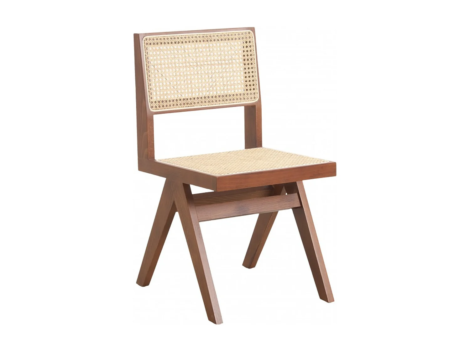 Chaise en bois de Frêne et rotin Landas - Style vintage-Couleur Marron