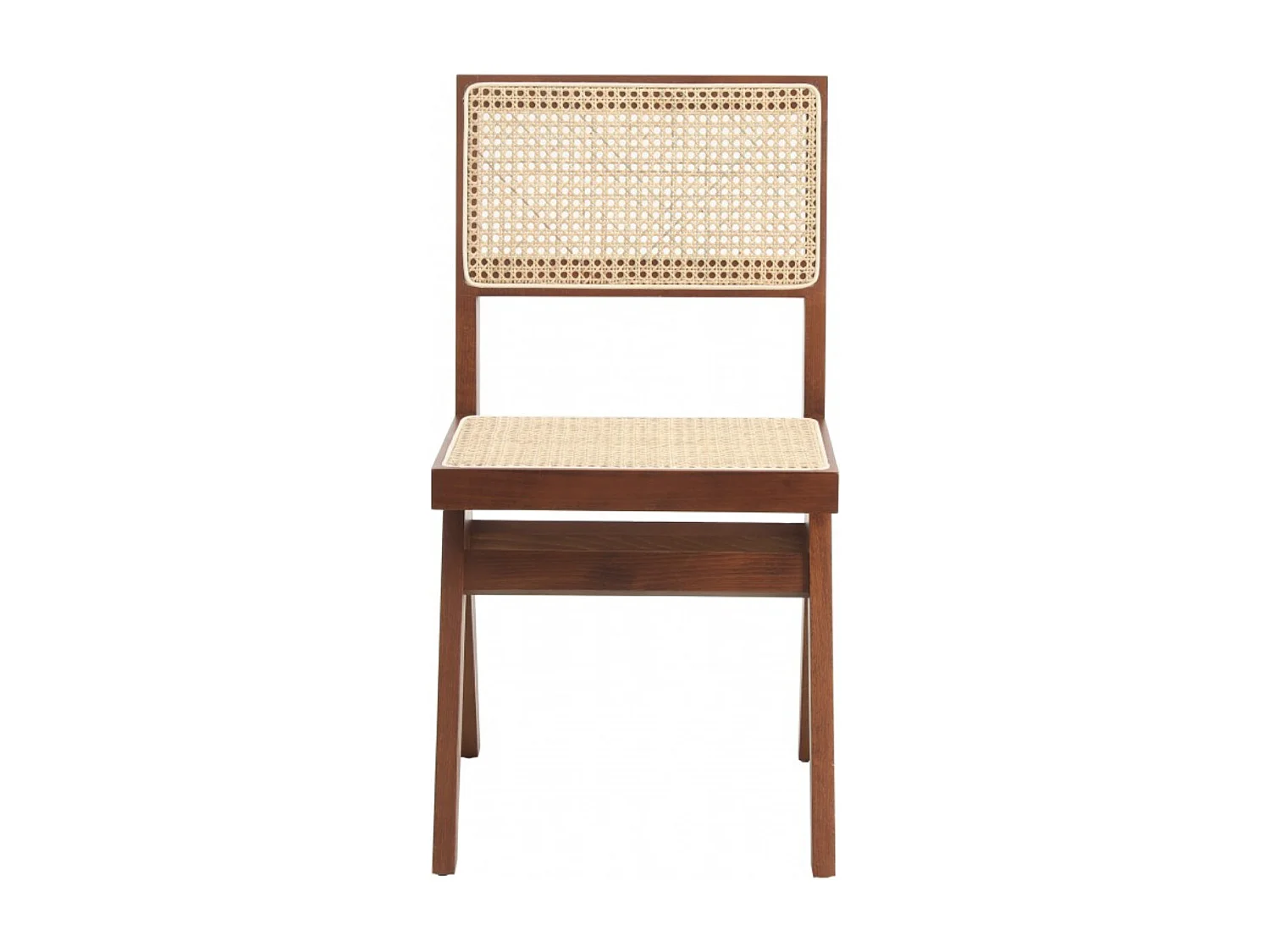 Chaise en bois de Frêne et rotin Landas - Style vintage-Couleur Marron