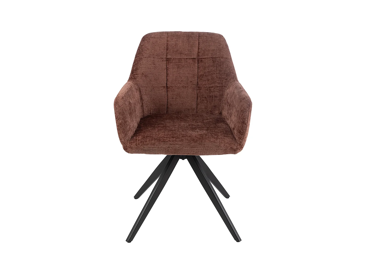 Chaise avec accoudoirs LOUNA – Tissu doux et pieds acier noir-Marron