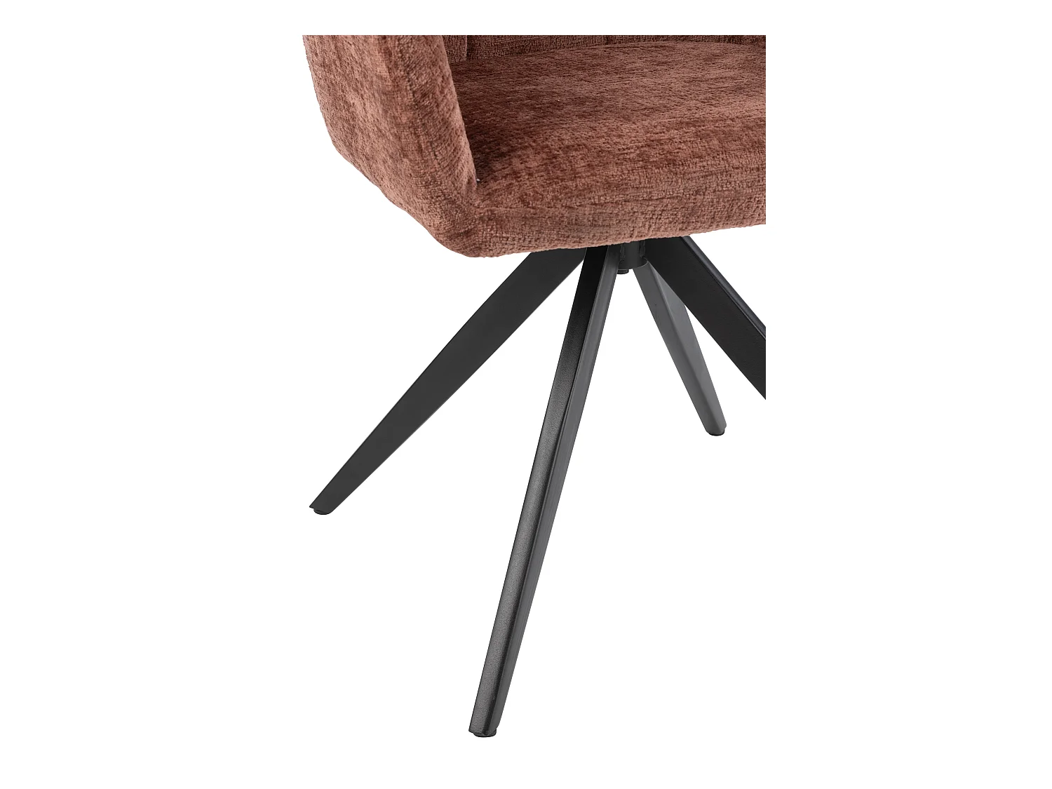 Chaise avec accoudoirs LOUNA – Tissu doux et pieds acier noir-Marron