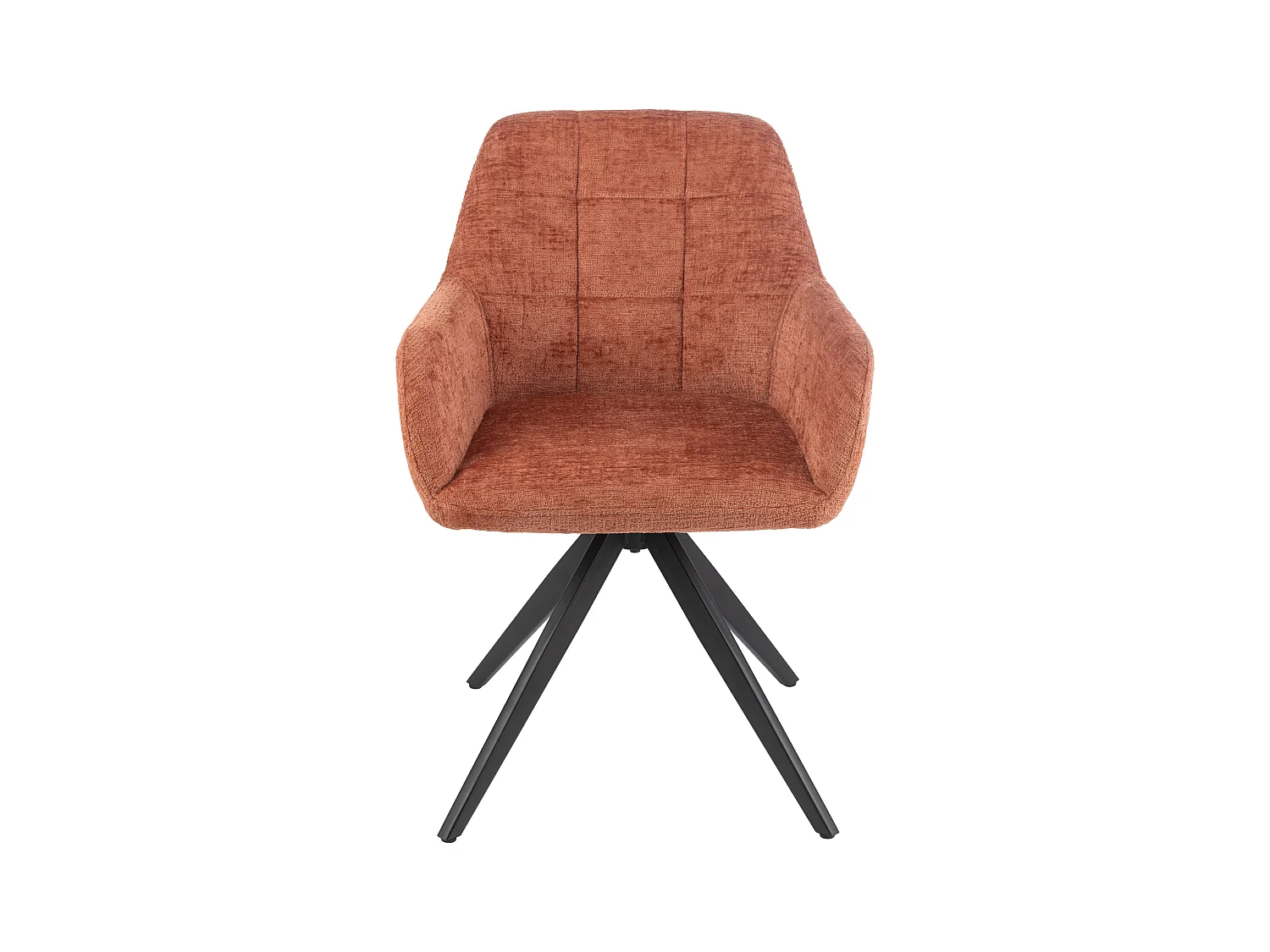 Chaise avec accoudoirs LOUNA – Tissu doux et pieds acier noir-Marron