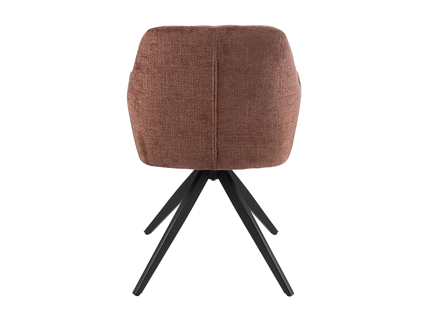 Chaise avec accoudoirs LOUNA – Tissu doux et pieds acier noir-Marron