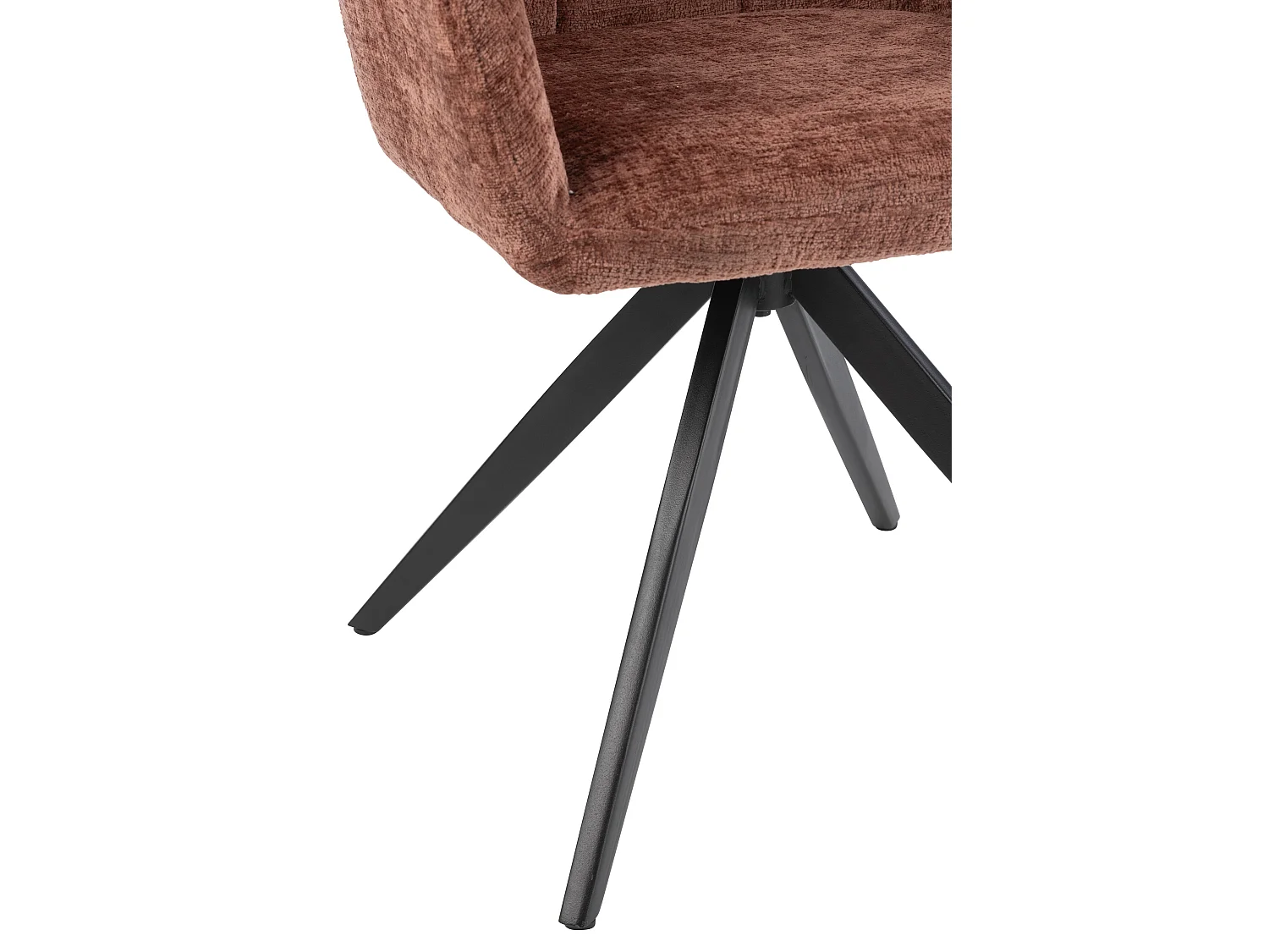 Chaise avec accoudoirs LOUNA – Tissu doux et pieds acier noir-Marron