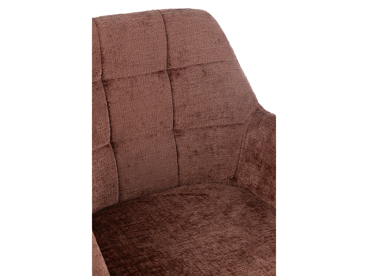 Chaise avec accoudoirs LOUNA – Tissu doux et pieds acier noir-Marron