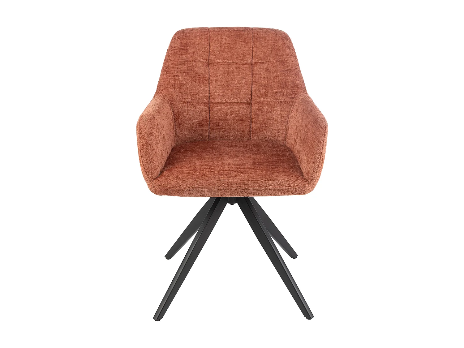 Chaise avec accoudoirs LOUNA – Tissu doux et pieds acier noir-Marron