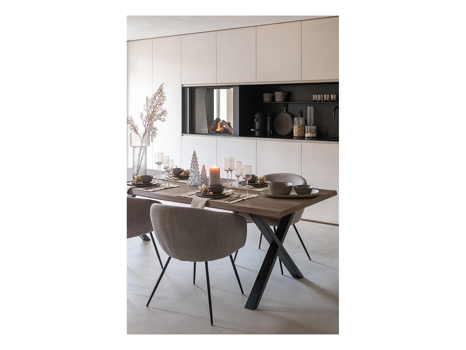 Chaise design WALES – Confort moderne en tissu et métal noir-Gris