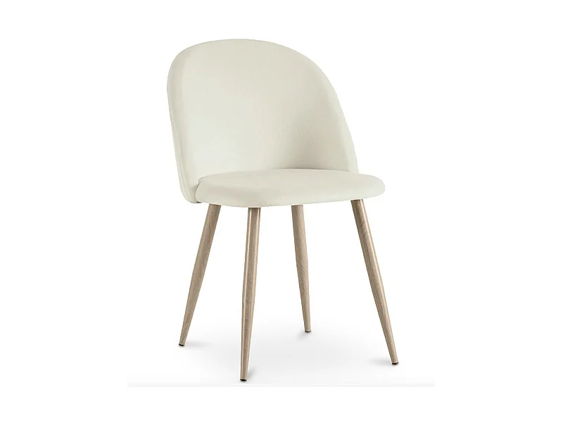 Chaise BOMANE style scandinave - Assise en velours et pieds en métal effet bois clair-Crème