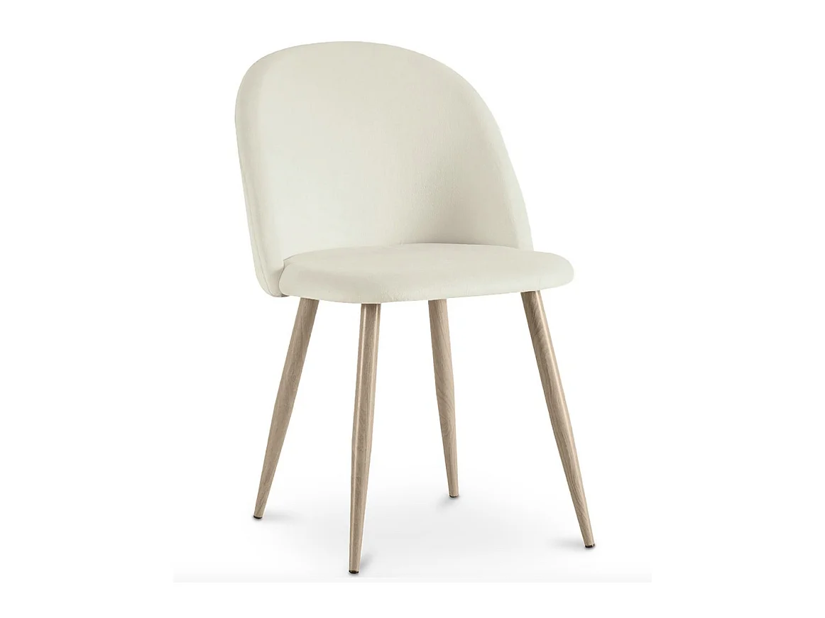 Chaise BOMANE style scandinave - Assise en velours et pieds en métal effet bois clair-Crème
