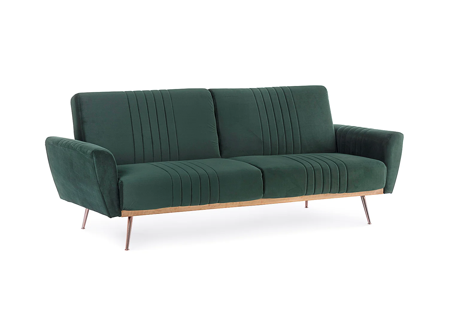 Canapé lit 3 places tissu polyester vert Amanda