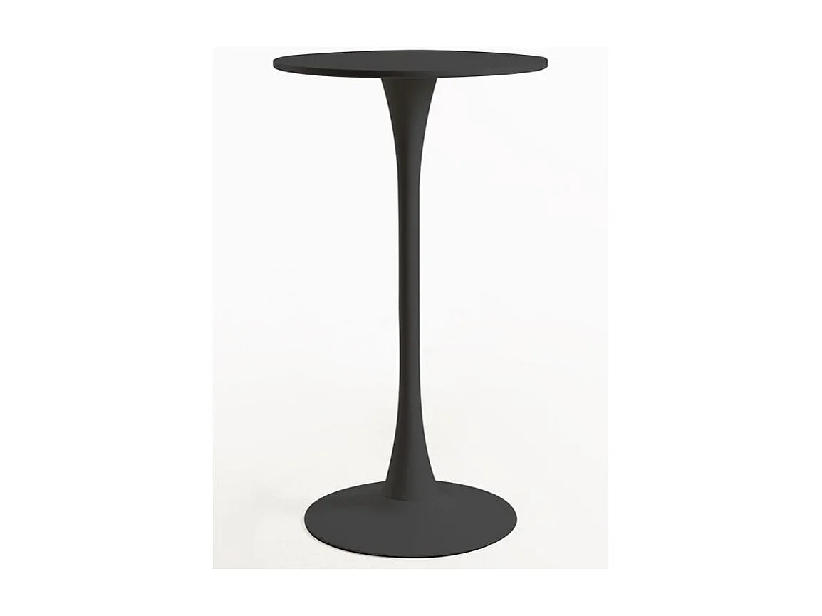 Mesa alta redonda en madera negra y patas de acero negro Tulipa 60 cm