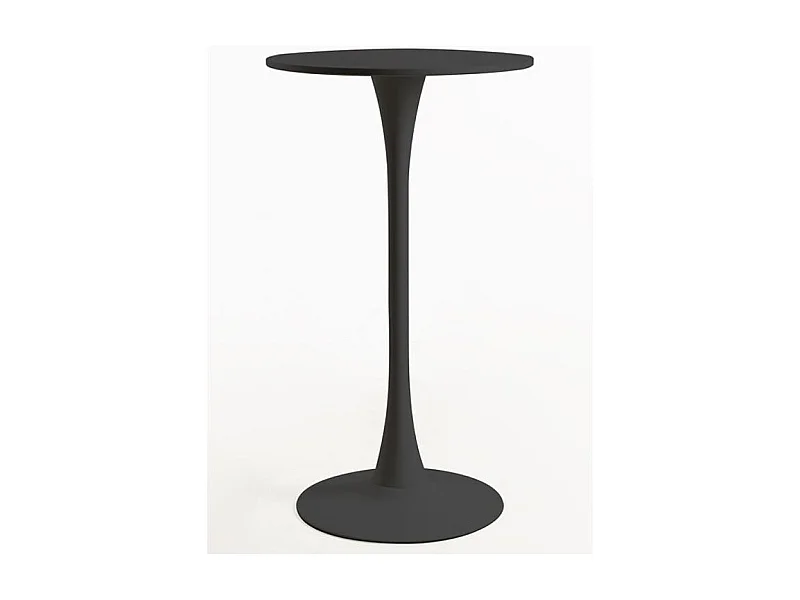 Mesa alta redonda en madera negra y patas de acero negro Tulipa 60 cm