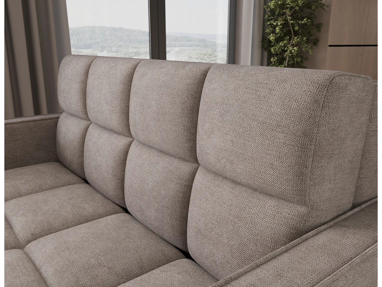 Canapé convertible tissu DENVERS – Avec coffre de rangement-Gris foncé