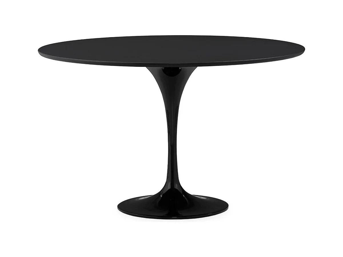 Table ronde LOUKA bois noir et pied en alu noir – Ø120cm
