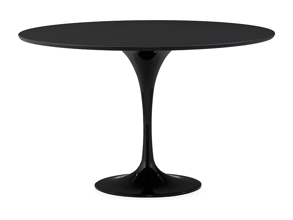 Table ronde LOUKA bois noir et pied en alu noir – Ø120cm