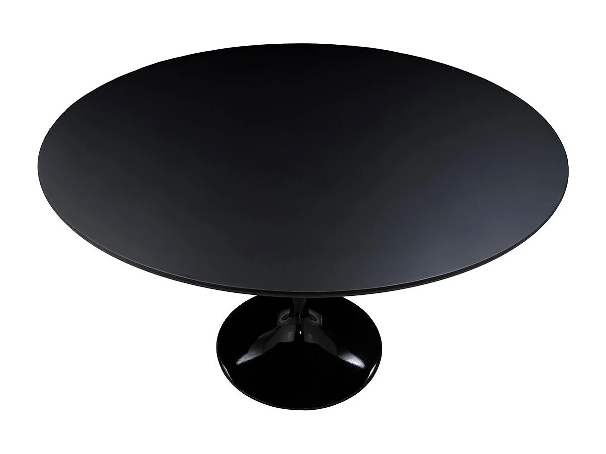 Table ronde LOUKA bois noir et pied en alu noir – Ø120cm