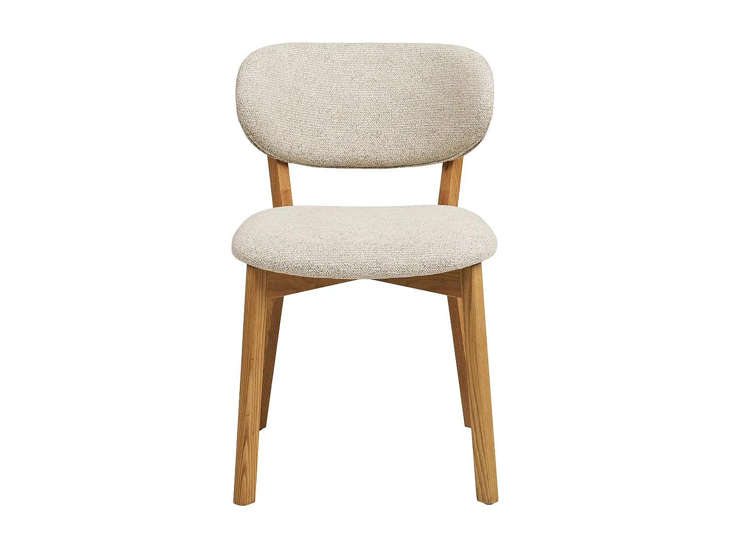 Chaise de salle à manger en chêne massif et tissu beige DUNKIRK