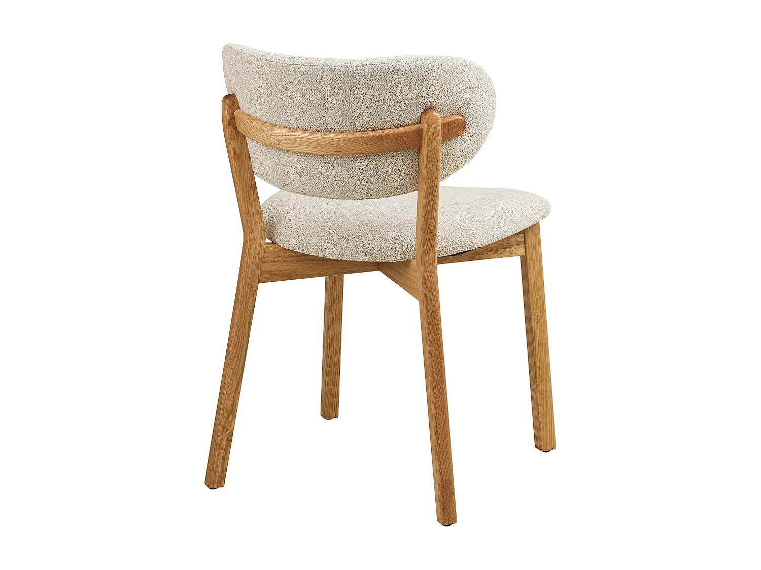 Chaise de salle à manger en chêne massif et tissu beige DUNKIRK