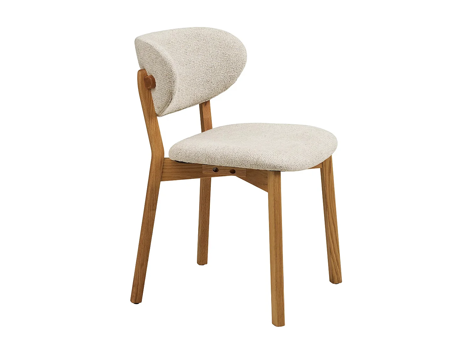 Chaise de salle à manger en chêne massif et tissu beige DUNKIRK