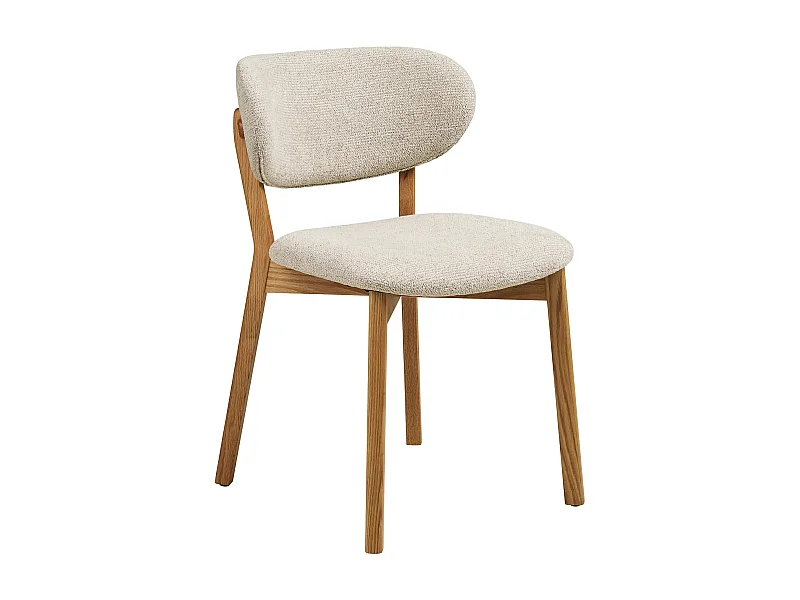 Chaise de salle à manger en chêne massif et tissu beige DUNKIRK