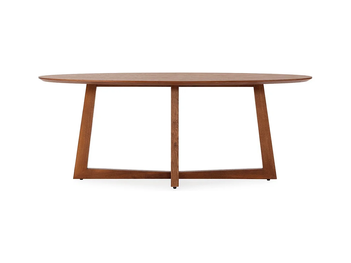 Table de salle à manger ovale placage chêne LUVIO 200cm-Marron