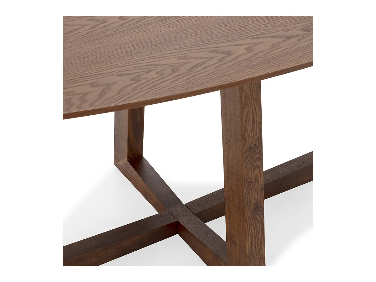 Table de salle à manger ovale placage chêne LUVIO 200cm-Marron