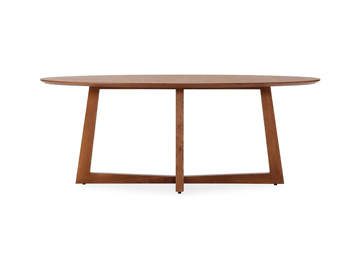 Table de salle à manger ovale placage chêne LUVIO 200cm-Marron