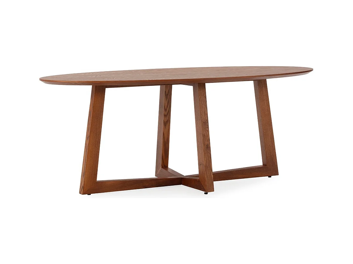 Table de salle à manger ovale placage chêne LUVIO 200cm-Marron