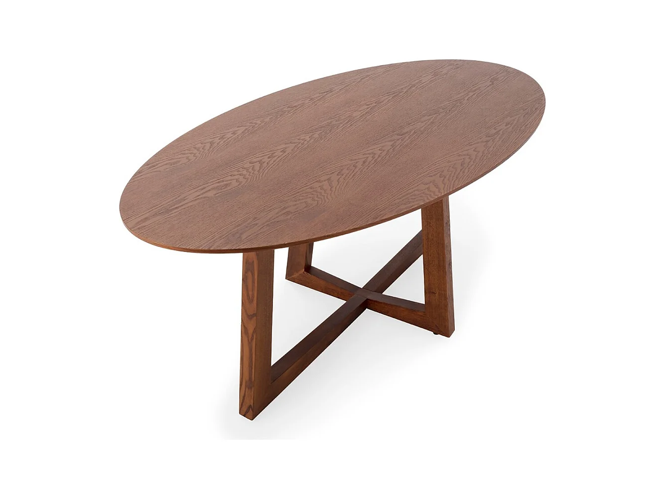 Table de salle à manger ovale placage chêne LUVIO 200cm-Marron