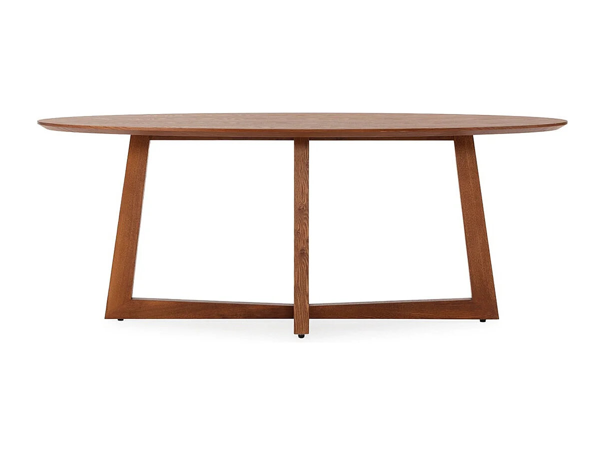 Table de salle à manger ovale placage chêne LUVIO 200cm-Marron
