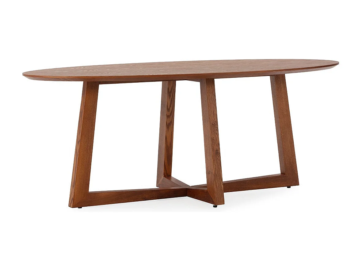 Table de salle à manger ovale placage chêne LUVIO 200cm-Marron