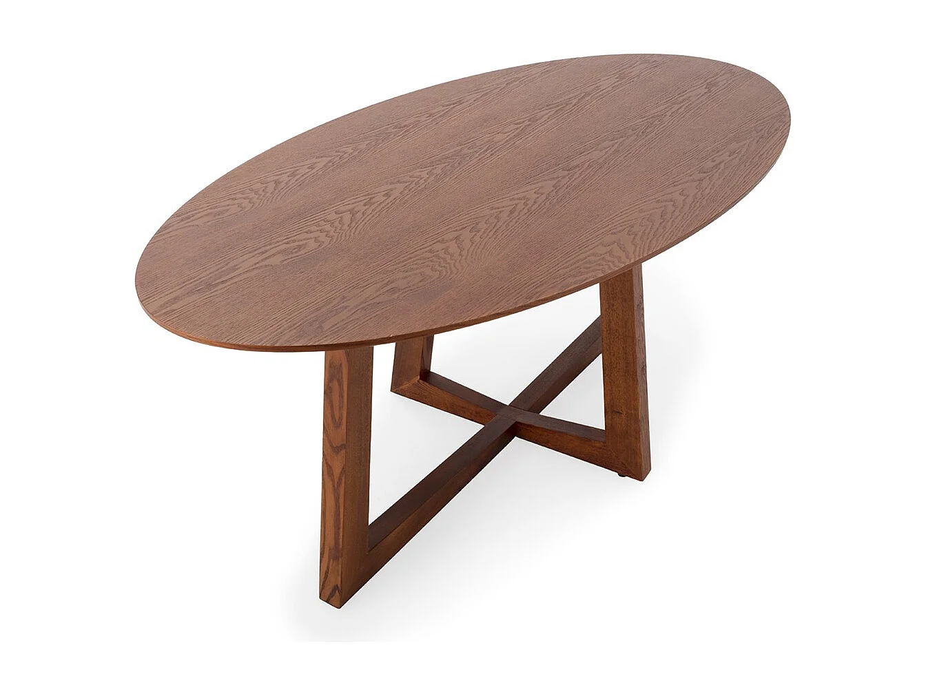 Table de salle à manger ovale placage chêne LUVIO 200cm-Marron